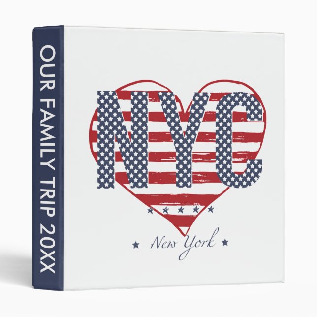 NYC American Flag Heart 3 Ring Binder (Front/Spine)