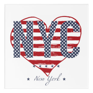 NYC American Flag Heart Acrylic Print