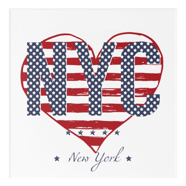 NYC American Flag Heart Acrylic Print (Front)