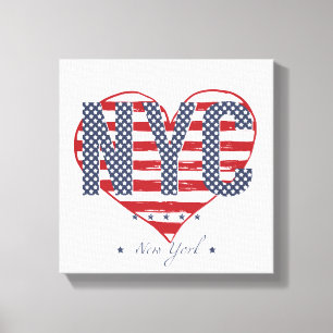 NYC American Flag Heart Canvas Print