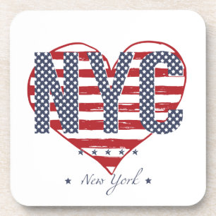 NYC American Flag Heart Coaster