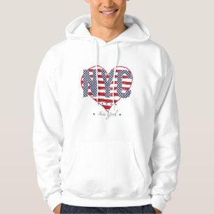 NYC American Flag Heart Hoodie