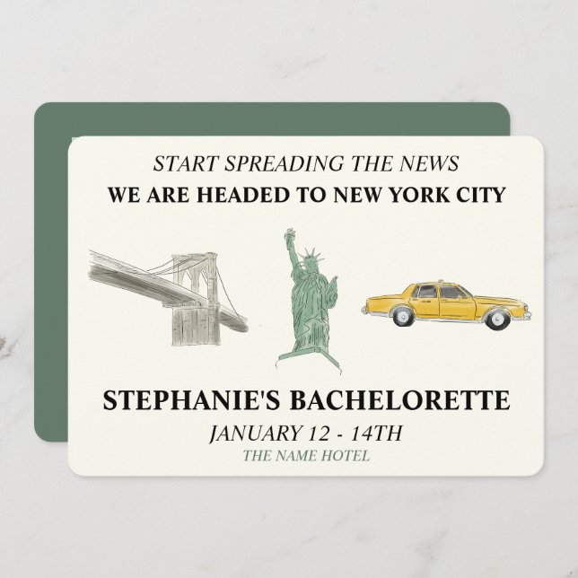 NYC Bachelorette  Invitation (Front/Back)