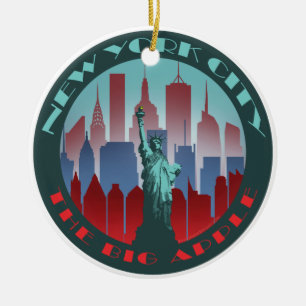 NYC Big Apple round Ceramic Ornament