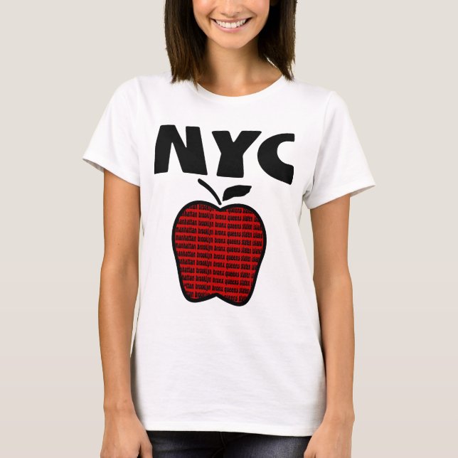 NYC - Big Apple With All 5 Boroughs T-Shirt (Front)