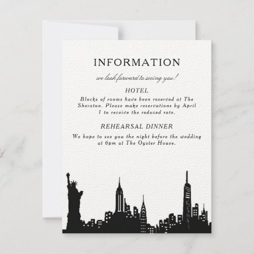 NYC black and white information card