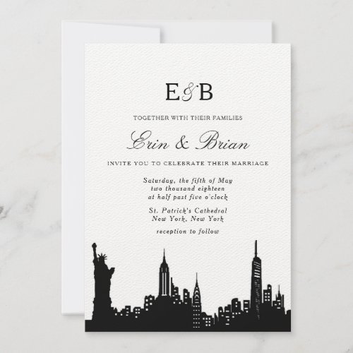 NYC black and white wedding invitation