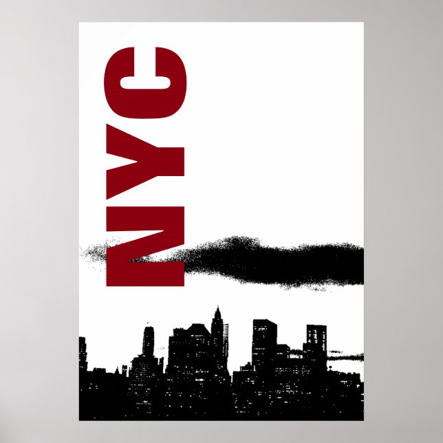 NYC Black White Manhattan Silhouette Pop Art Poster (Front)