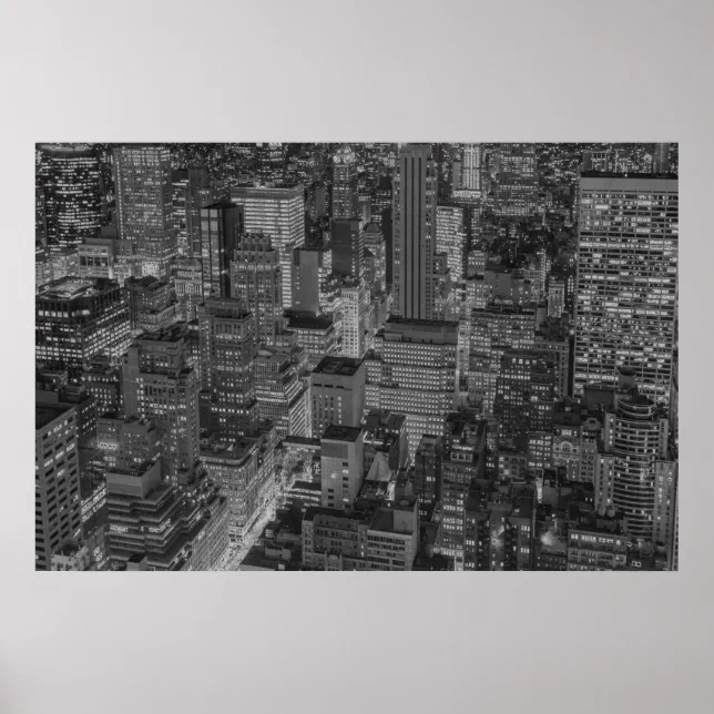 NYC Black White New York City Skyline Poster | Zazzle