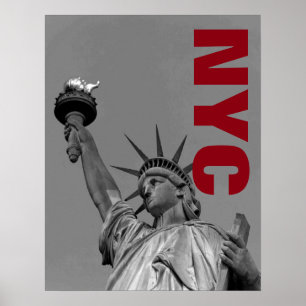 NYC Black White Statue of Liberty Art Photograph Poster