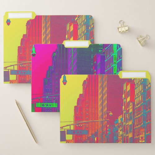 NYC Bright Neon Street View File Folder