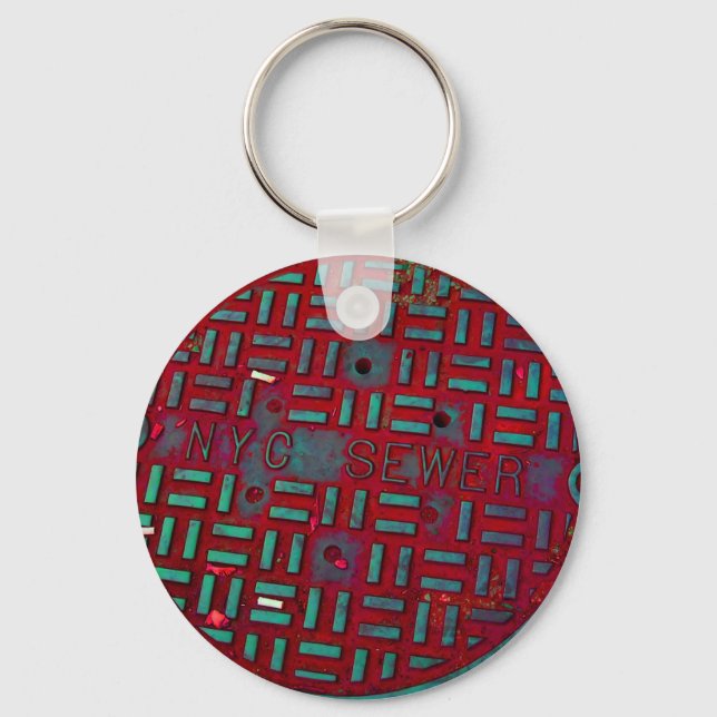NYC Broadway Street Manhole Cover Keychain (Front)