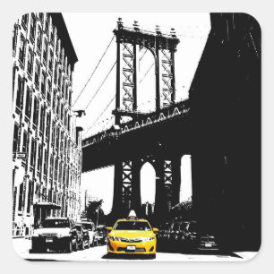 Nyc Brooklyn Bridge New York City Yellow Taxi Butt Square Sticker
