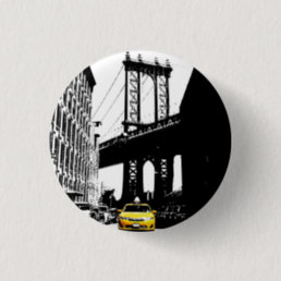 Nyc Brooklyn Bridge New York City Yellow Taxi Button