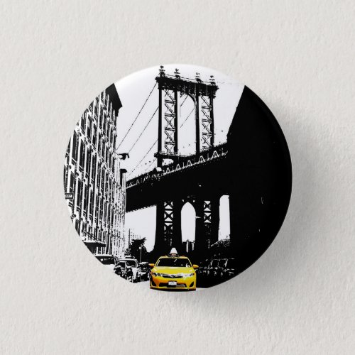 Nyc Brooklyn Bridge New York City Yellow Taxi Button
