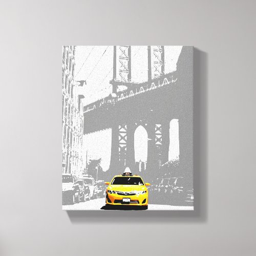 Nyc Brooklyn Bridge New York City Yellow Taxi Canvas Print