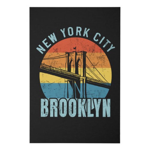 NYC Brooklyn Bridge Retro Faux Canvas Print