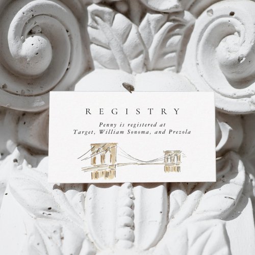 NYC Brooklyn Bridge Watercolor Bridal Registry Enclosure Card