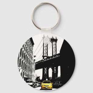 Nyc Brooklyn Bridge Yellow Taxi New York City Keychain