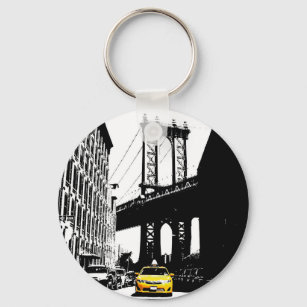 Nyc Brooklyn Bridge Yellow Taxi New York City Keychain