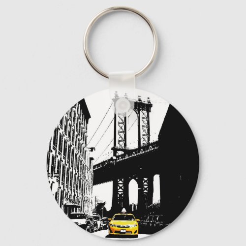 Nyc Brooklyn Bridge Yellow Taxi New York City Keychain