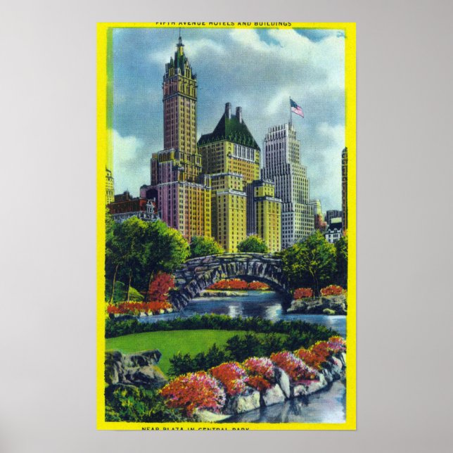 NYC Central Park View of 5th Ave Hotels Poster (Front)