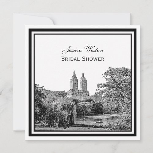 NYC Centrl Pk Lake San Remo Etchd SQ Bridal Shower Invitation