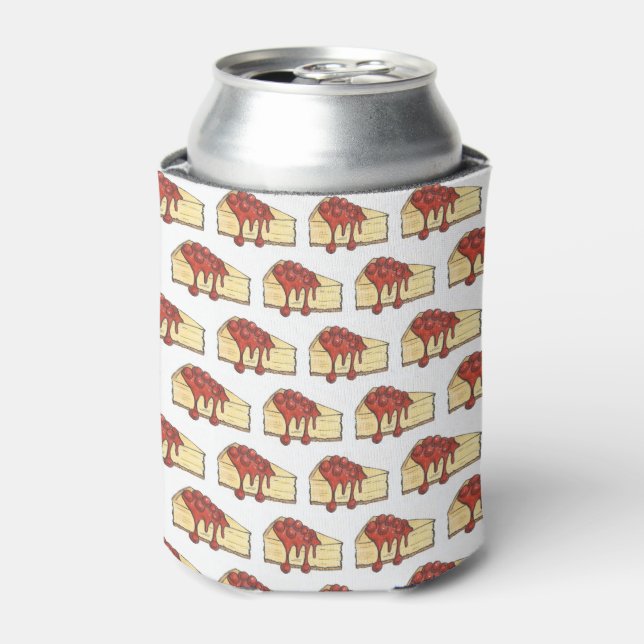 NYC Cherry Cheesecake Slice Dessert Baking Food Can Cooler (Can Front)