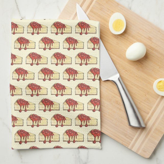 NYC Cherry Cheesecake Slice Dessert Baking Food Kitchen Towel (Quarter Fold)