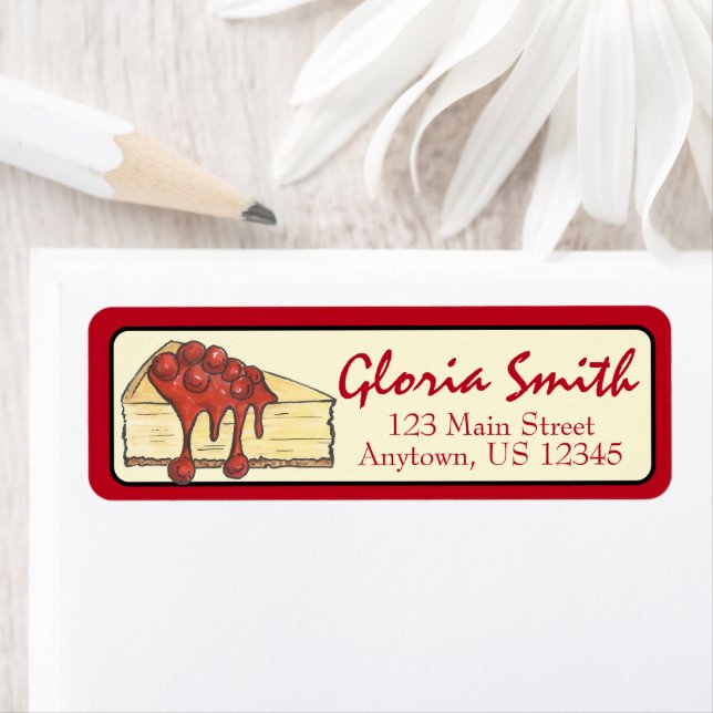 NYC Cherry Cheesecake Slice Dessert Baking Food Label (Insitu)