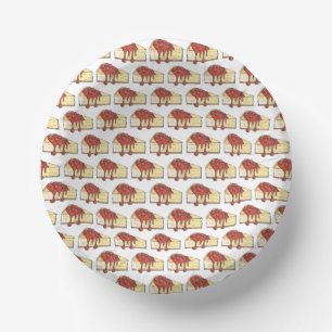 NYC Cherry Cheesecake Slice Dessert Baking Food Paper Bowls