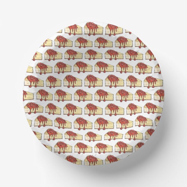 NYC Cherry Cheesecake Slice Dessert Baking Food Paper Bowls (Front)