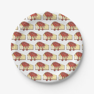 NYC Cherry Cheesecake Slice Dessert Baking Food Paper Plates