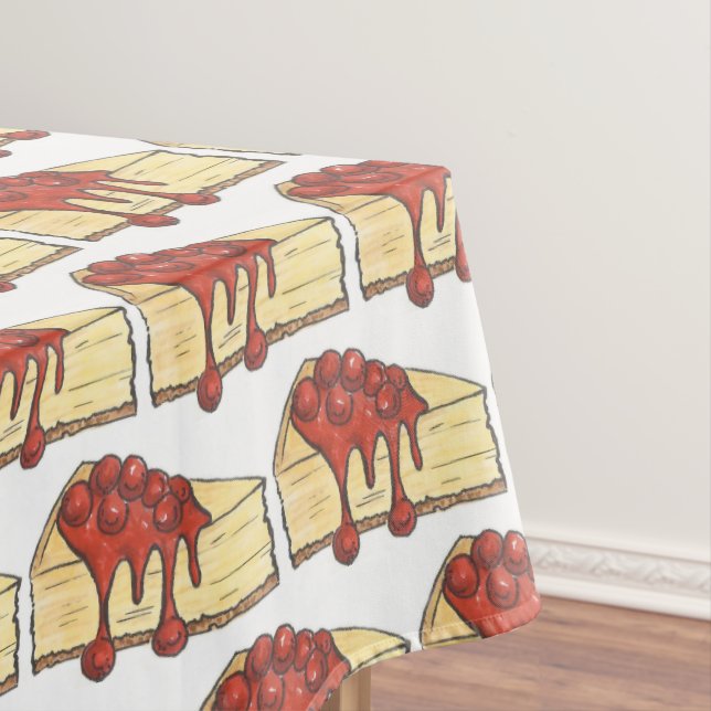 NYC Cherry Cheesecake Slice Dessert Foodie Baking Tablecloth (In Situ)