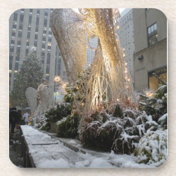 Nyc Christmas Angel Drink Coaster by christmasgiftshop at Zazzle