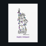 NYC Christmas Hanukkah Statue of Liberty Holiday<br><div class="desc">Postcard features an original marker illustration of a classic NYC landmark "dressed up" for the holiday season. Perfect for sending Christmas or Hanukkah greetings!

Don't see what you're looking for? Need help with customization? Contact Rebecca to have something designed just for you.</div>
