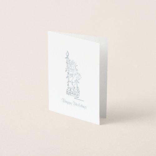 NYC Christmas Hanukkah Statue of Liberty Holiday Foil Card