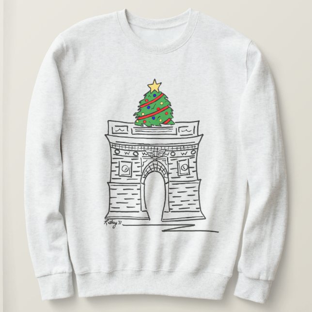 NYC Christmas Tree Washington Square New York Sweatshirt (Design Front)