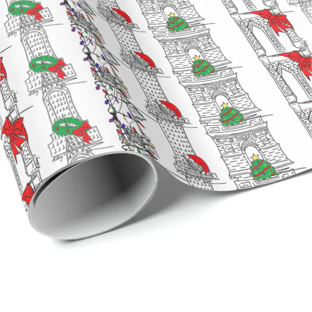 NYC Christmas Xmas New York City Holiday Landmarks Wrapping Paper