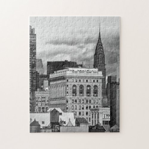 NYC Chrysler Building Back of Flatiron BW 001 Jigsaw Puzzle