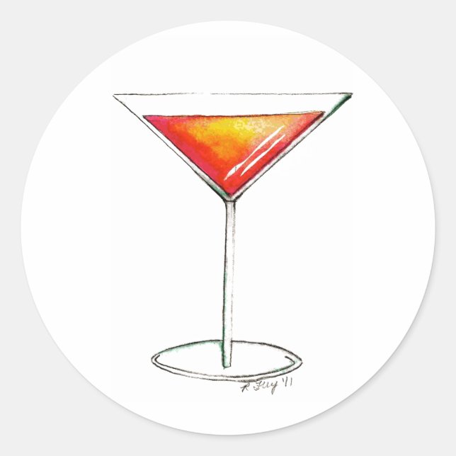 NYC Cosmo Cosmopolitan Cocktail Mixed Drink Bar Classic Round Sticker (Front)