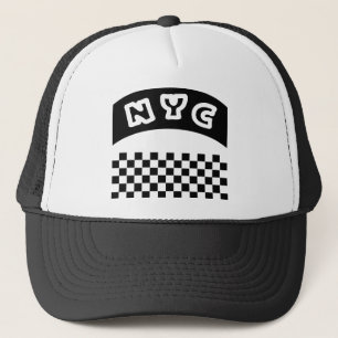 NYC Cutout With Taxi Checkerboard And Banner Trucker Hat