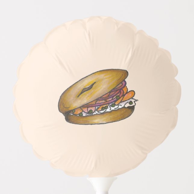 NYC Deli Breakfast Brunch Bagel Lox Capers Onion Balloon (Front)