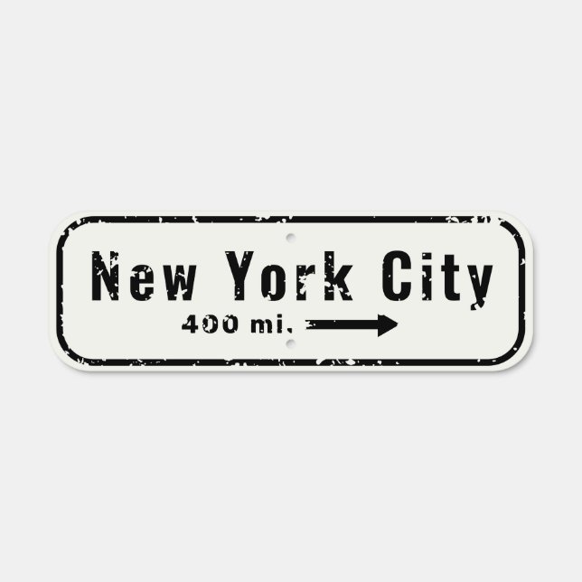 NYC Directional Sign Post / Miles to City Distance (Front)