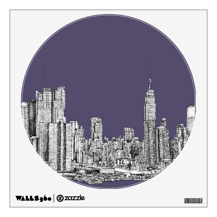 NYC drawing in lilac purple Room Decals