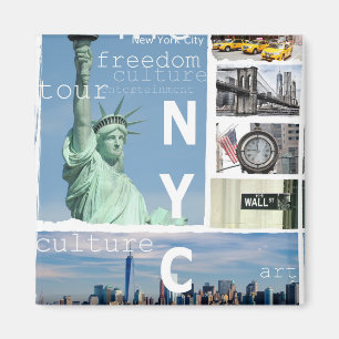 Nyc Elegant Modern New York City Template Square Magnet