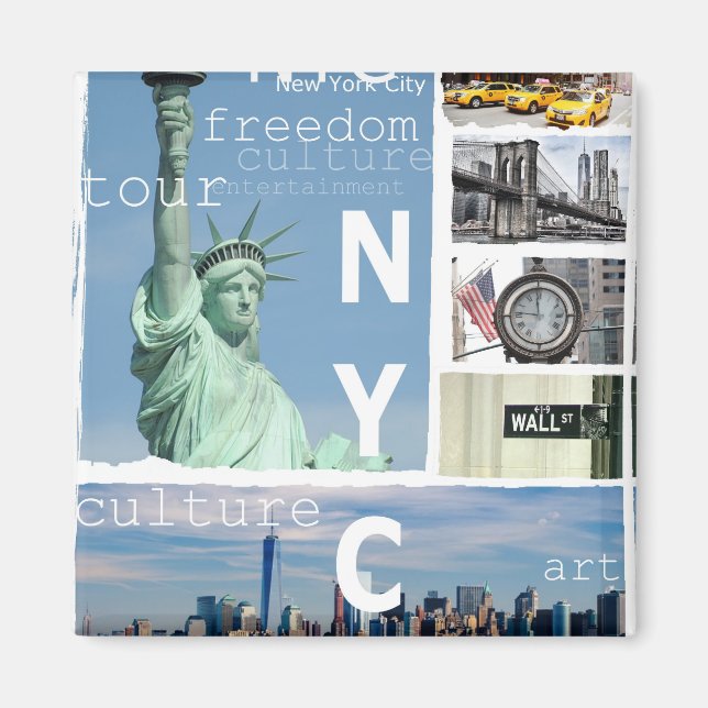 Nyc Elegant Modern New York City Template Square Magnet (Front)