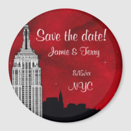 NYC ESB Skyline Silhouette Red Star Save Date R Magnet