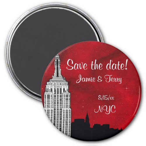 NYC ESB Skyline Silhouette Red Star Save Date R Magnet