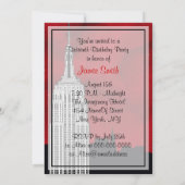 NYC ESB Skyline Silhouette Red Starry BG2 Sweet 16 Invitation (Back)